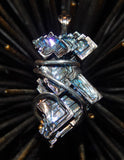 Bismuth Crystal in Sterling Silver Tension Wrapped Pendant