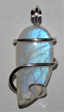Moonstone Cabochon in Sterling Silver Tension Wrapped Pendant