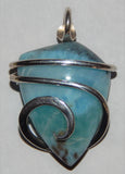 Larimar Cabochon in Sterling Silver Tension Wrapped Pendant