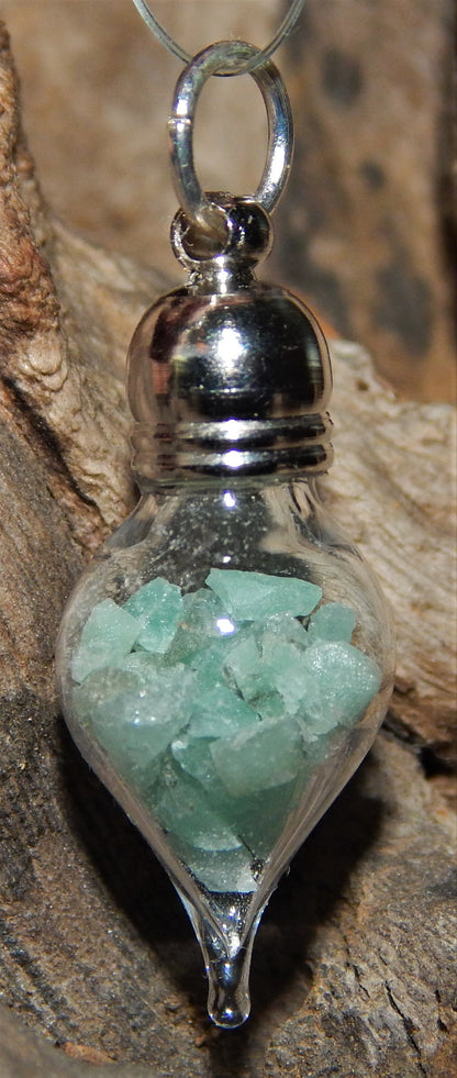 May Birthstone Emerald Glass Vial Pendant