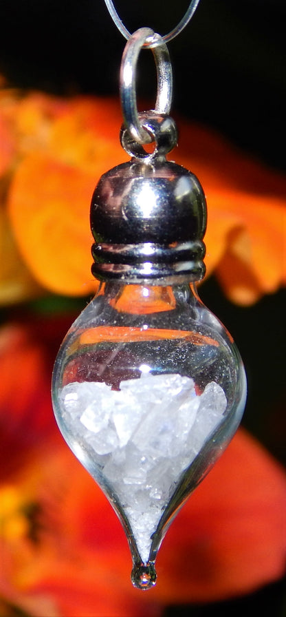 June Birthstone Moonstone Glass Vial Pendant