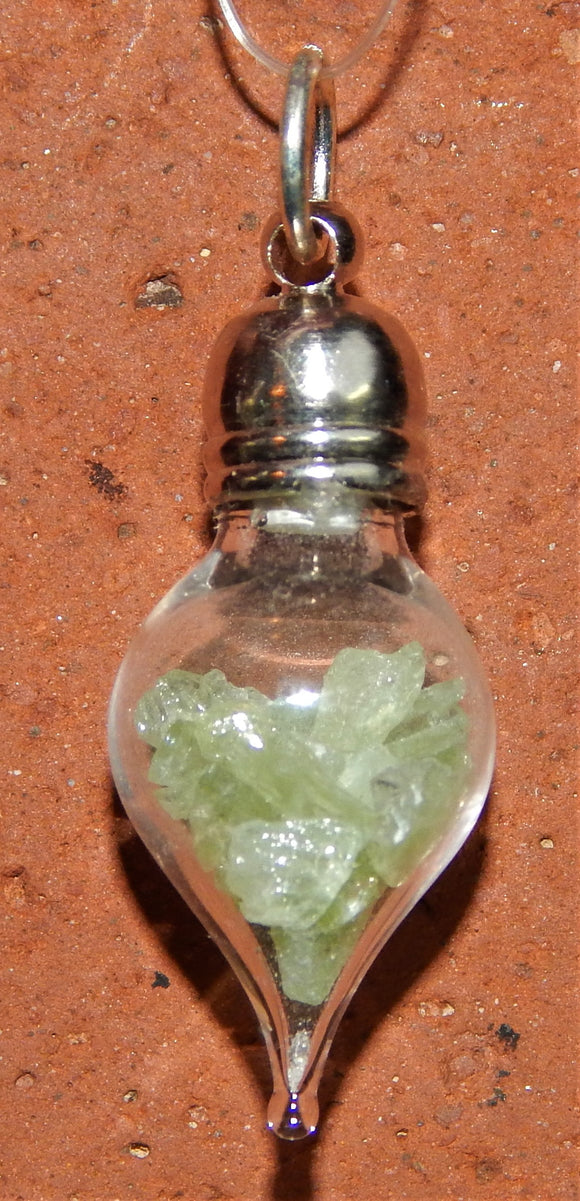 August Birthstone Peridot Glass Vial Pendant