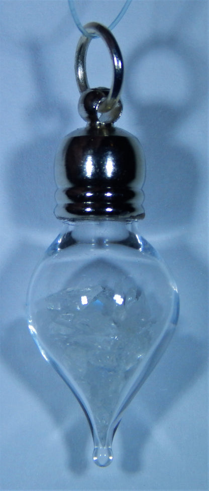 June Birthstone Moonstone Glass Vial Pendant