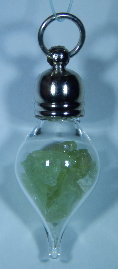 August Birthstone Peridot Glass Vial Pendant