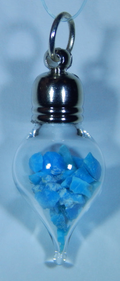 December Birthstone Turquoise Glass Vial Pendant