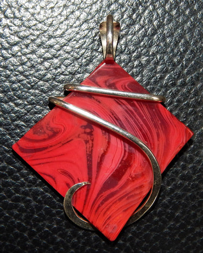 Bowlerite Shard in Sterling Silver Tension Wrapped Pendant