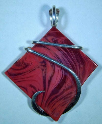 Bowlerite Shard in Sterling Silver Tension Wrapped Pendant