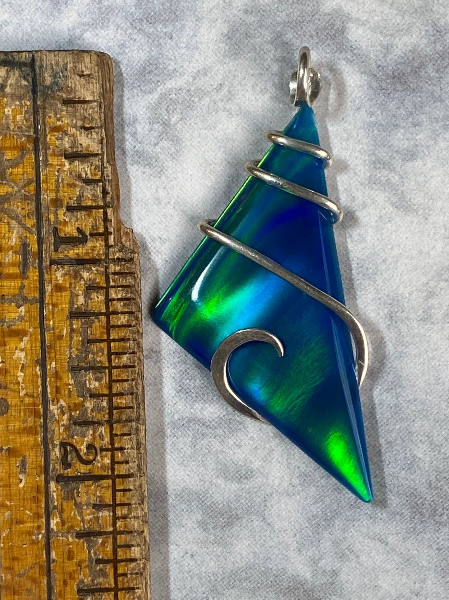 Aurora Borealis Opal in Sterling Silver Tension Wrapped Pendant