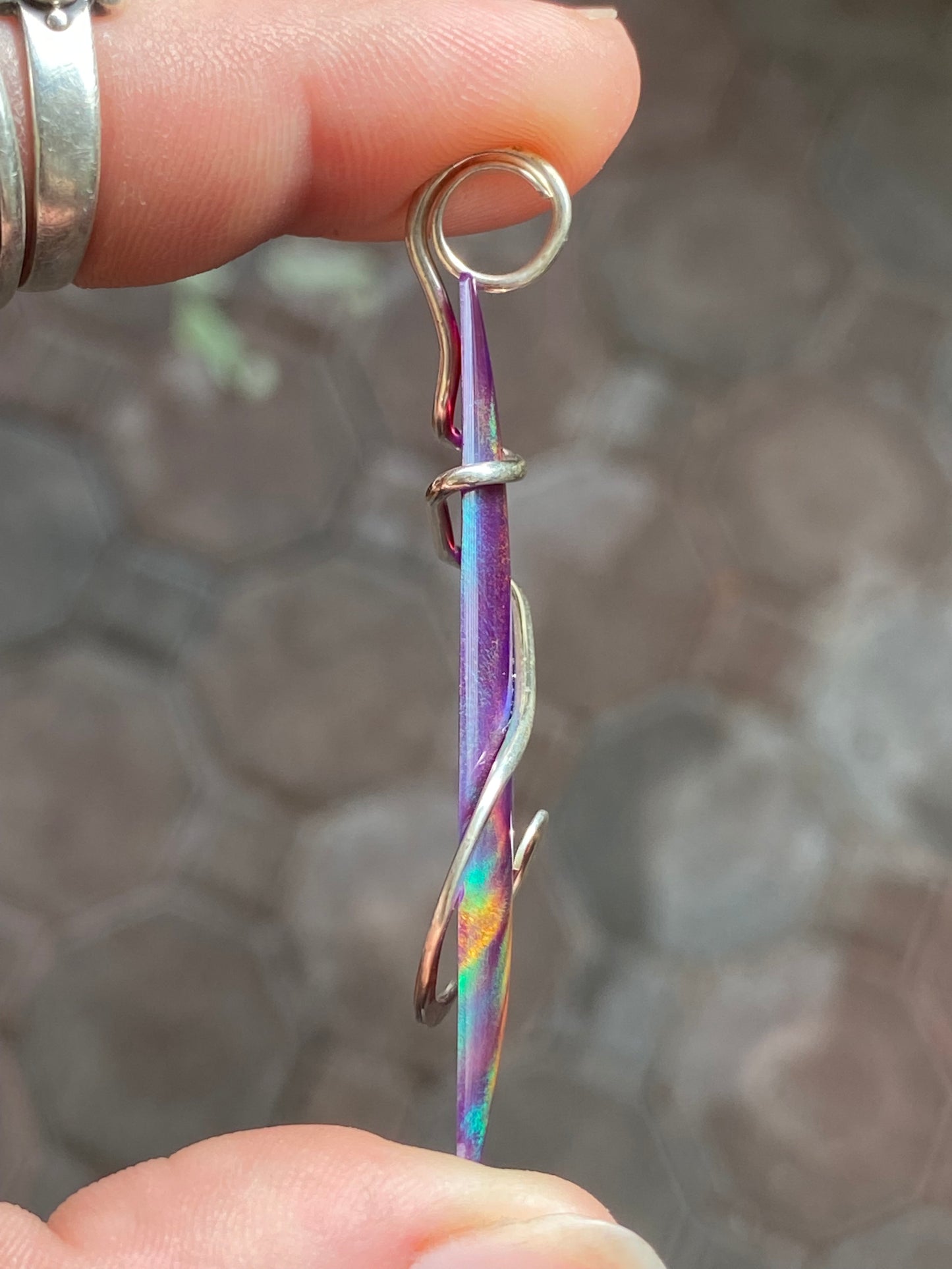 Aurora Borealis Opal in Sterling Silver Tension Wrapped Pendant