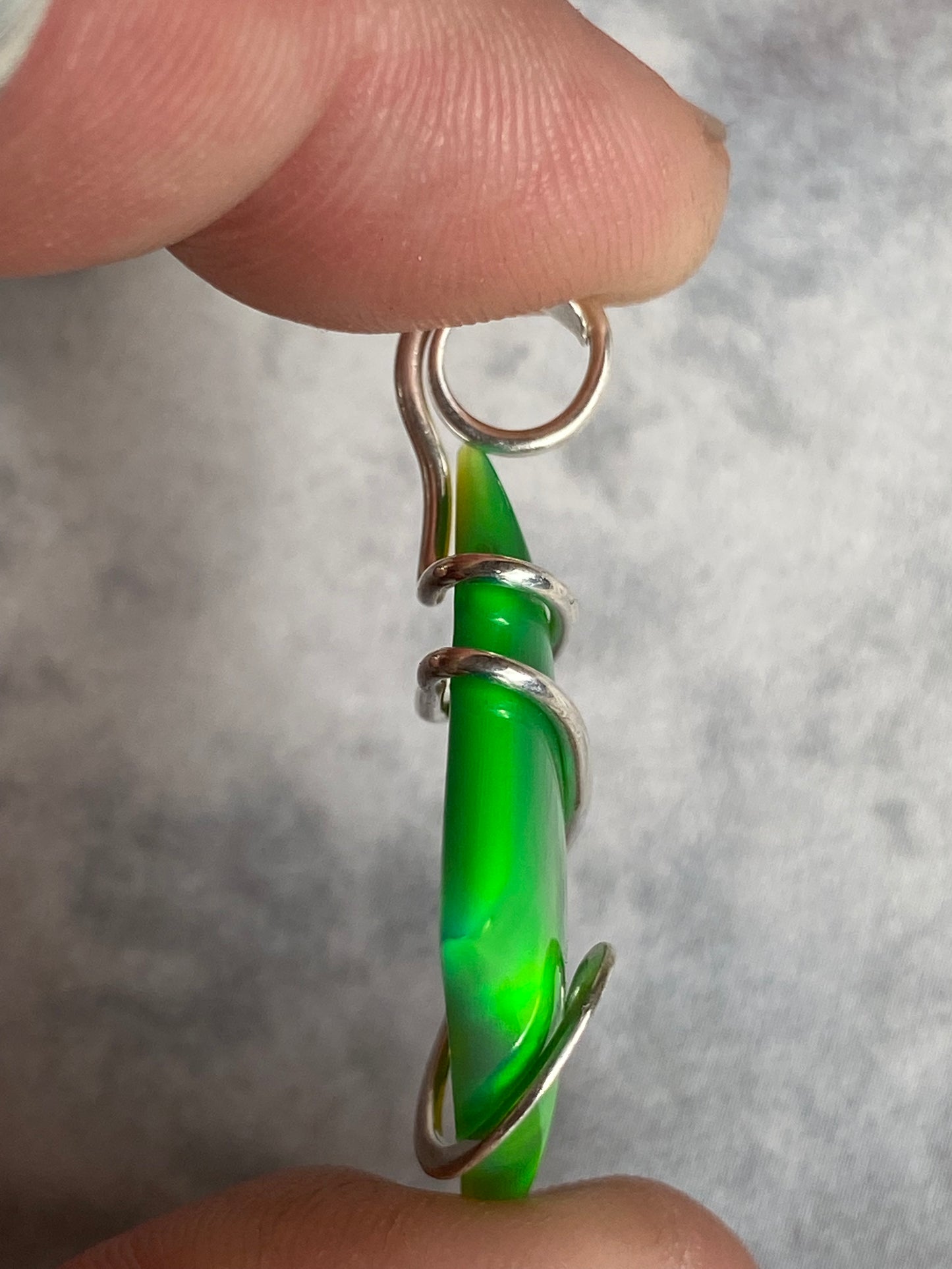 Aurora Borealis Opal in Sterling Silver Tension Wrapped Pendant