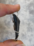 Megalodon Shark Tooth in Sterling Silver Tension Wrapped Pendant