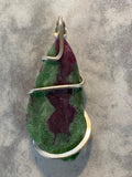 Ruby and Zoisite Cabochon in Sterling Silver Tension Wrapped Pendant