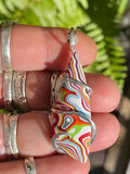 Fordite Cabochon in Sterling Silver Tension Wrapped Pendant