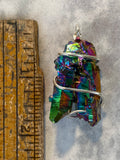 Titanium Infused Quartz Crystal Cluster in Sterling Silver Tension Wrapped Pendant