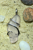 Lavender Sea Glass in Sterling Silver Tension Wrapped Pendant