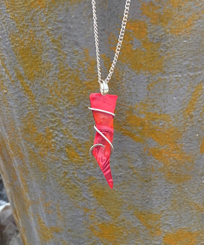 Bowlerite Shard in Sterling Silver Tension Wrapped Pendant