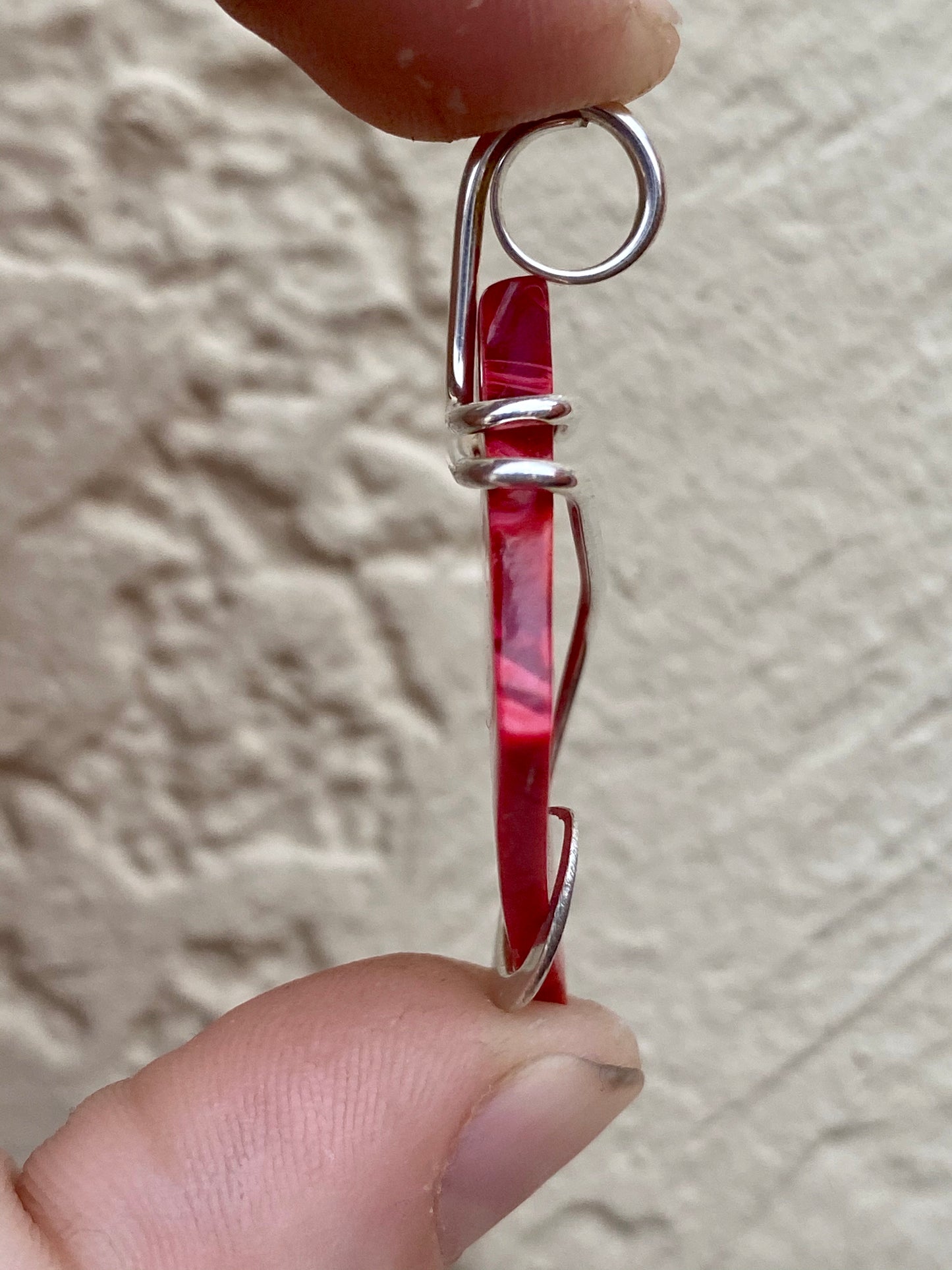 Bowlerite Shard in Sterling Silver Tension Wrapped Pendant