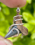 Natural Shark Tooth in Sterling Silver Tension Wrapped Pendant