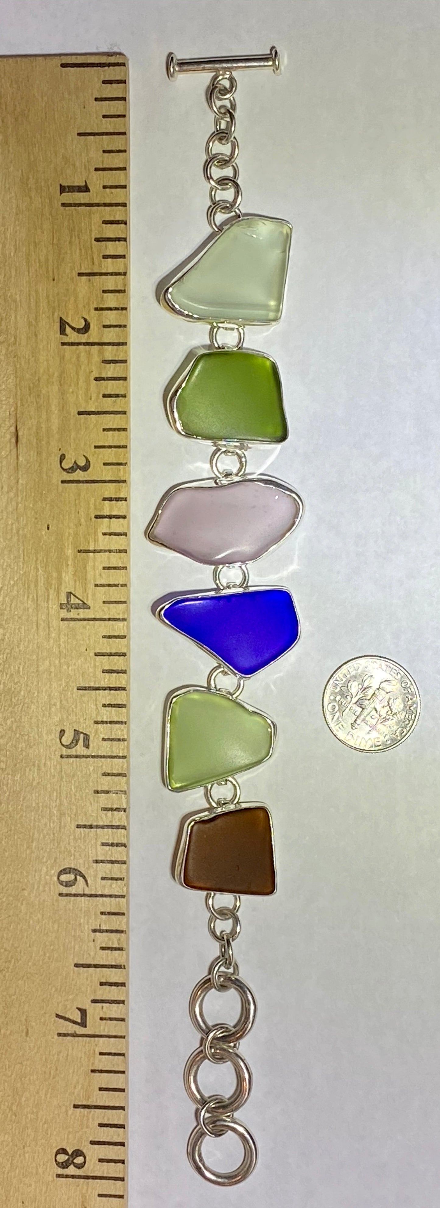 Maine Sea Glass Bracelet in Sterling Silver