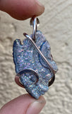 Platinum Infused Druzy in Sterling Silver Tension Wrapped Pendant