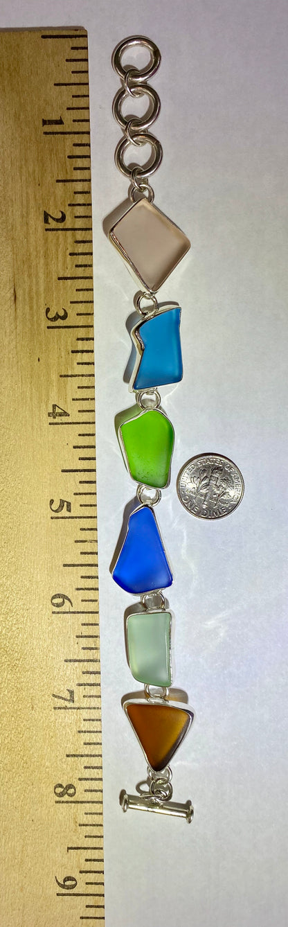 Maine Sea Glass Bracelet in Sterling Silver