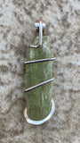 Green Kyanite Crystal in Sterling Silver Tension Wrapped Pendant