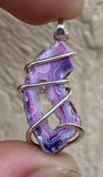 Dyed Oco Geode Slice in Sterling Silver Tension Wrapped Pendant