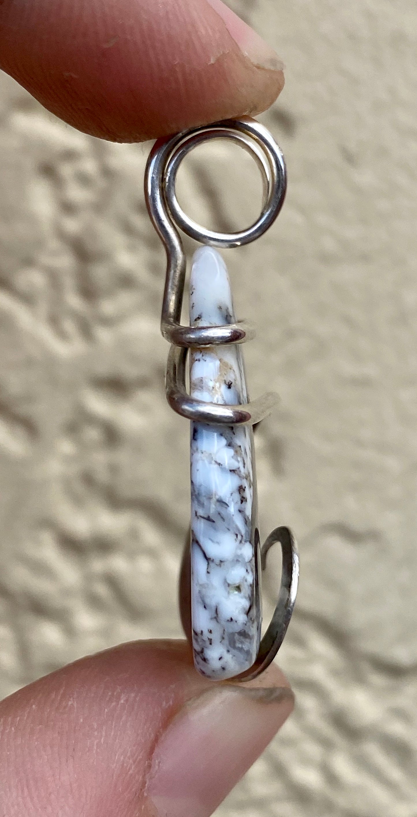 Dendritic Agate in Sterling Silver Tension Wrapped Pendant