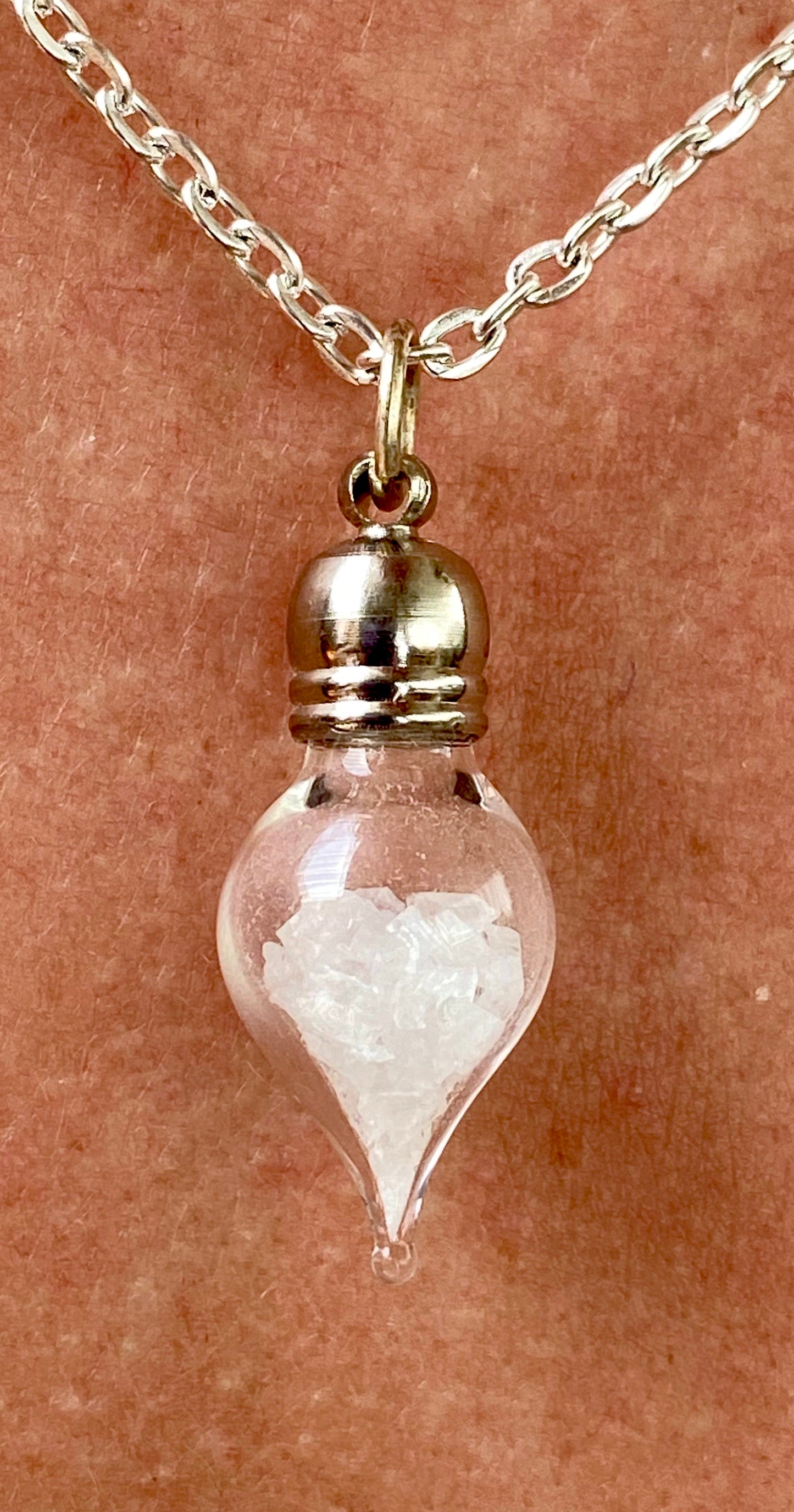 June Birthstone Moonstone Glass Vial Pendant