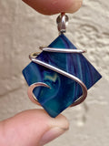 Bowlerite Shard in Sterling Silver Tension Wrapped Pendant