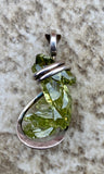 Polish Green Zincite in Sterling Silver Tension Wrapped Pendant