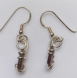 Lavender Sea Glass Pair in Sterling Silver Tension Wrapped Earrings