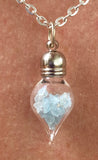 March Birthstone Aquamarine Glass Vial Pendant