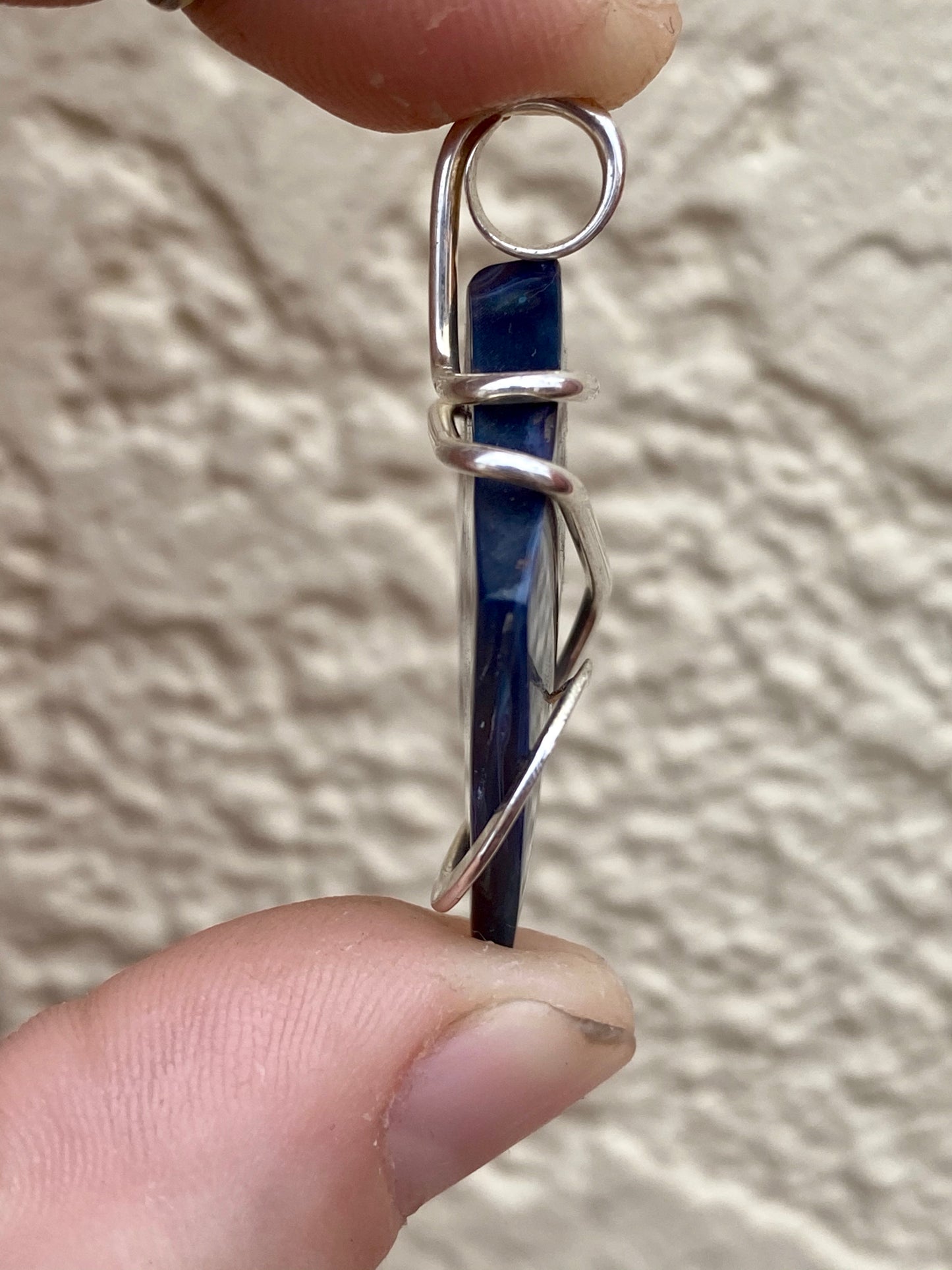 Bowlerite Shard in Sterling Silver Tension Wrapped Pendant