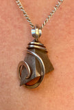 Sliced Meteorite in Sterling Silver Tension Wrapped Pendant
