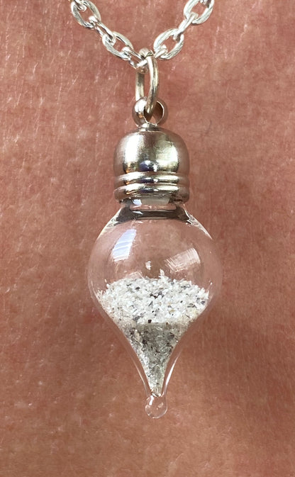 April Birthstone Diamond Dust Glass Vial Pendant