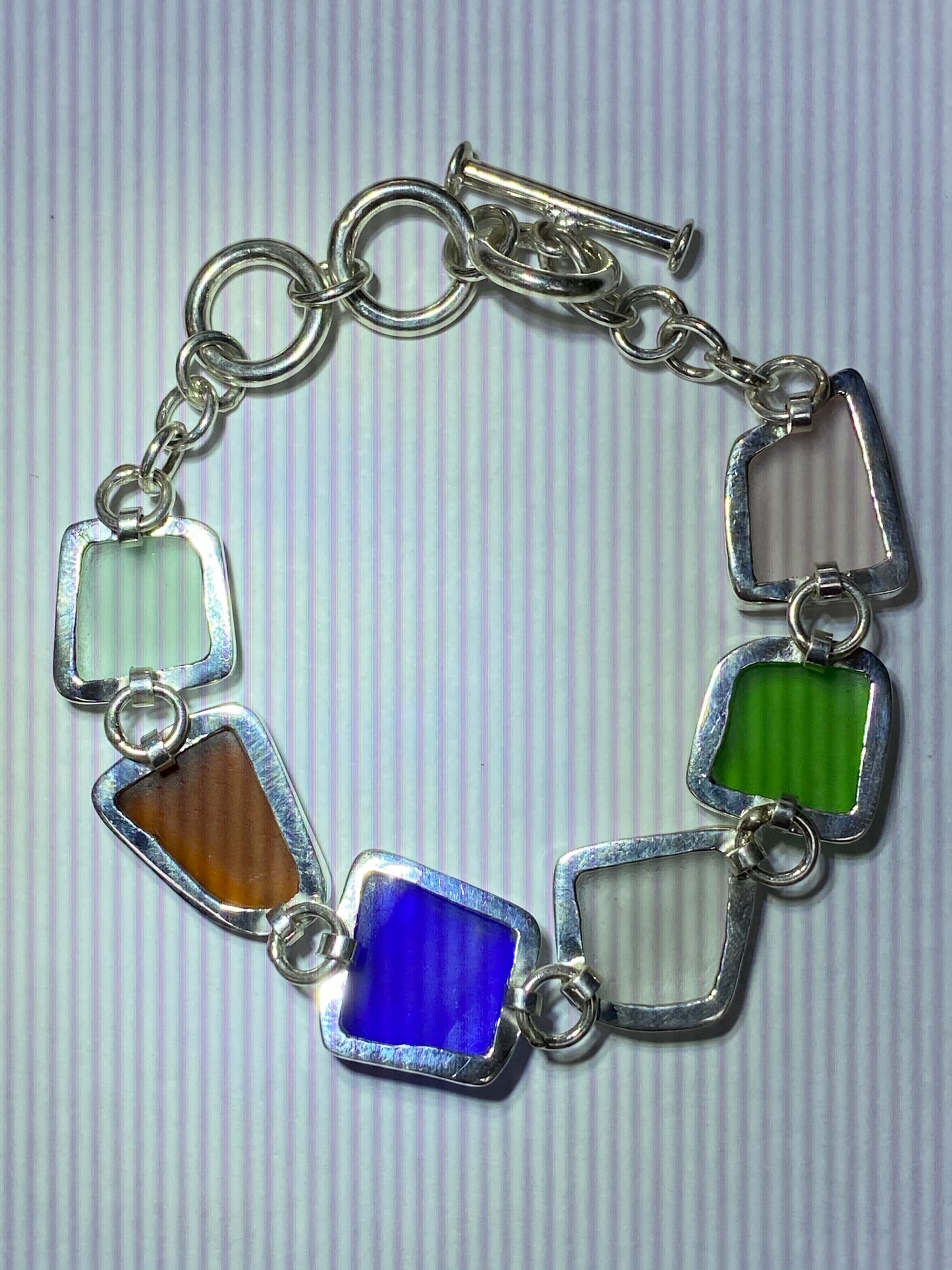 Maine Sea Glass Bracelet in Sterling Silver