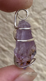 Amethyst Crystal in Sterling Silver Tension Wrapped Pendant