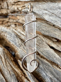 Quartz Crystal in Sterling Silver Tension Wrapped Pendant