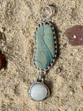 Lake Erie Beach Slag Glass Pendant with Lucky Stone