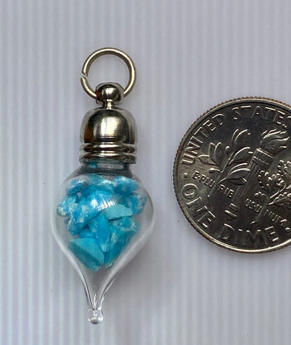 December Birthstone Turquoise Glass Vial Pendant