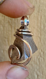 Sliced Meteorite in Sterling Silver Tension Wrapped Pendant