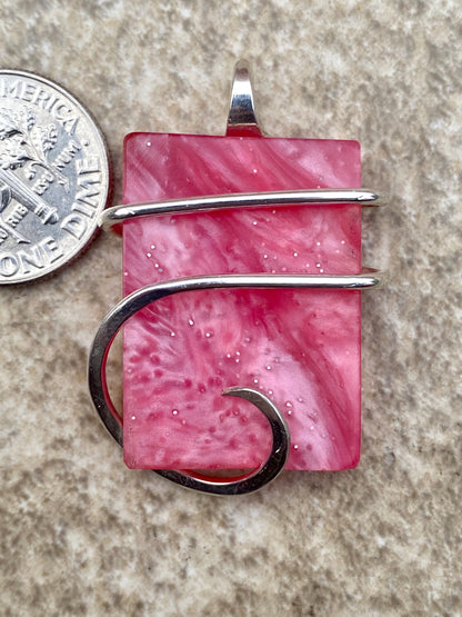 Bowlerite Shard in Sterling Silver Tension Wrapped Pendant