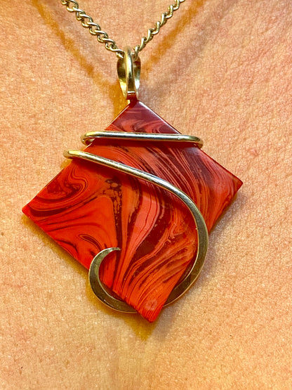 Bowlerite Shard in Sterling Silver Tension Wrapped Pendant