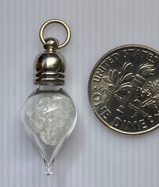 June Birthstone Moonstone Glass Vial Pendant