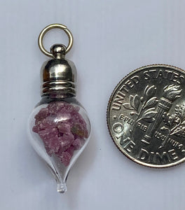 July Birthstone Ruby Glass Vial Pendant
