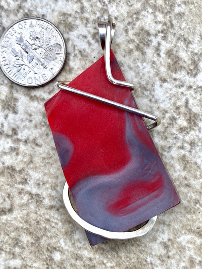 Bowlerite Shard in Sterling Silver Tension Wrapped Pendant