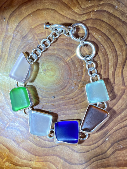 Maine Sea Glass Bracelet in Sterling Silver