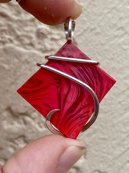 Bowlerite Shard in Sterling Silver Tension Wrapped Pendant