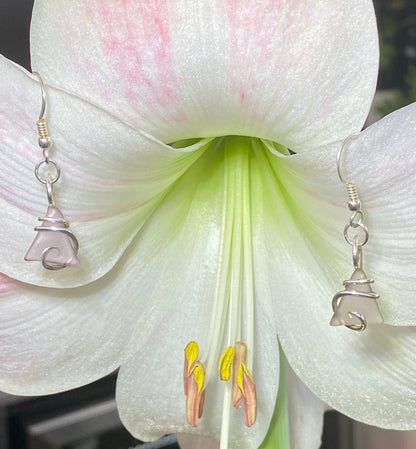 Lavender Sea Glass Pair in Sterling Silver Tension Wrapped Earrings